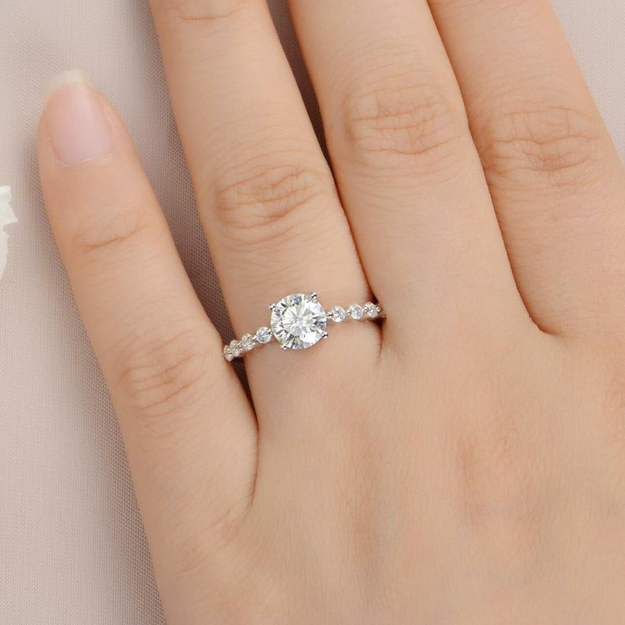 2.00 CT Starling Round Cut Moissanite Engagement Ring/ 14K White Gold  Bridal Ring/ Proposal Wedding Ring For Her/ Promise Anniversary Ring