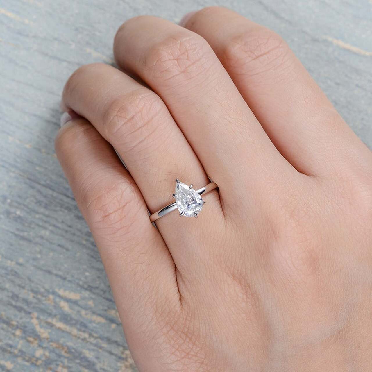 2.00 CT Five Prongs Pear Cut Moissanite Engagement Ring/ 14K White Gold Solitaire Ring/ Proposal Bridesmaid Gift For Her/Trendy Promise Ring