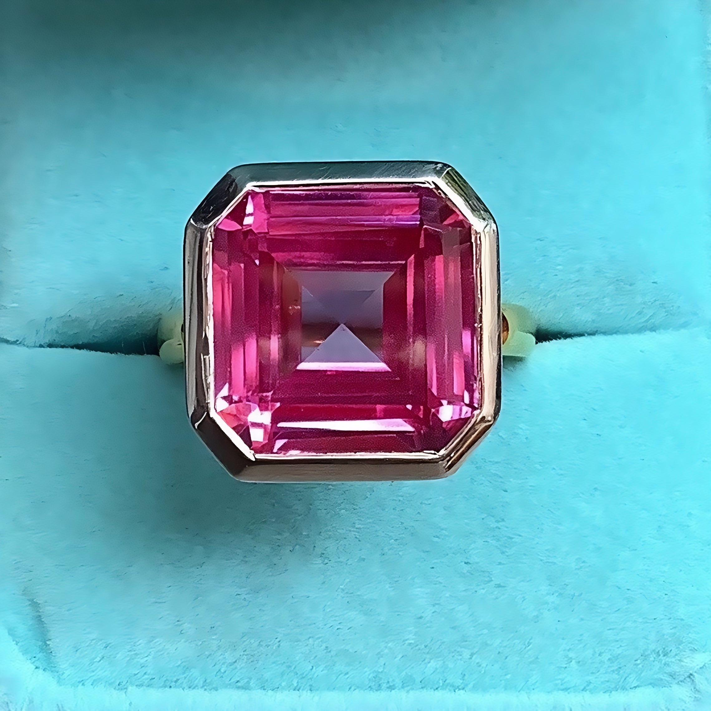 5.00 CT Pink Emerald Cut Moissanite Engagement Ring/ 14K Solid Gold Signet Ring/ Anniversary Ring For Her/ Promise Ring For Mom/ Trendy Ring