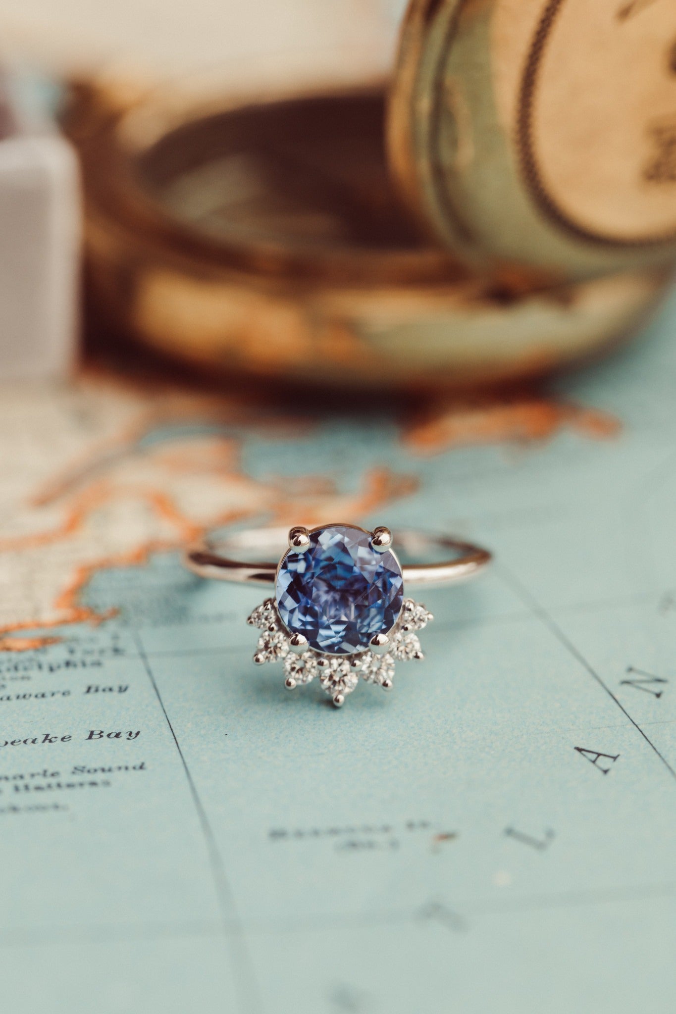 2.50 CT Vivid Blue Round Cut Moissanite Engagement Ring/ 14K White Gold Half Halo Ring/ Proposal Handmade Ring/ Promise Bridesmaid Gift