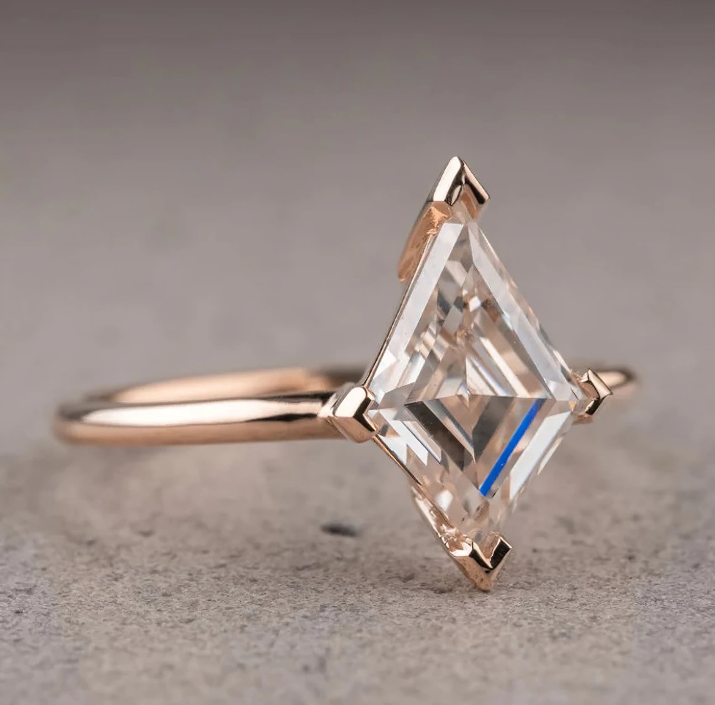 2.0 CT Kite Cut Moissanite Engagement Ring/ 14K Solid Gold Anniversary Gift/ Unique Promise Solitaire Ring/ Proposal Wedding Ring For Her