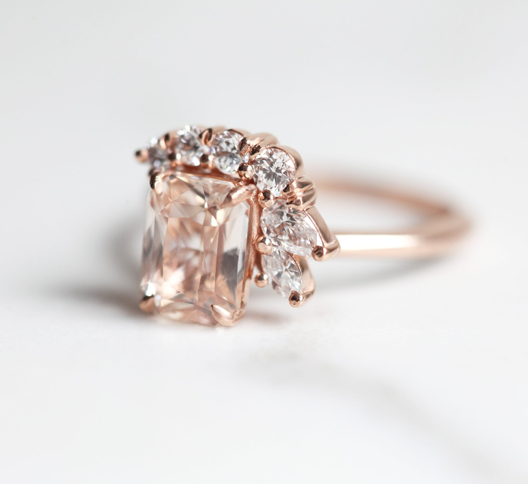 2.00 CT Stunning Pink Radiant Cut Moissanite Engagement Ring/ 14K Rose Gold Signet Ring/ Proposal Personalized Gift For Her/ Wedding Ring