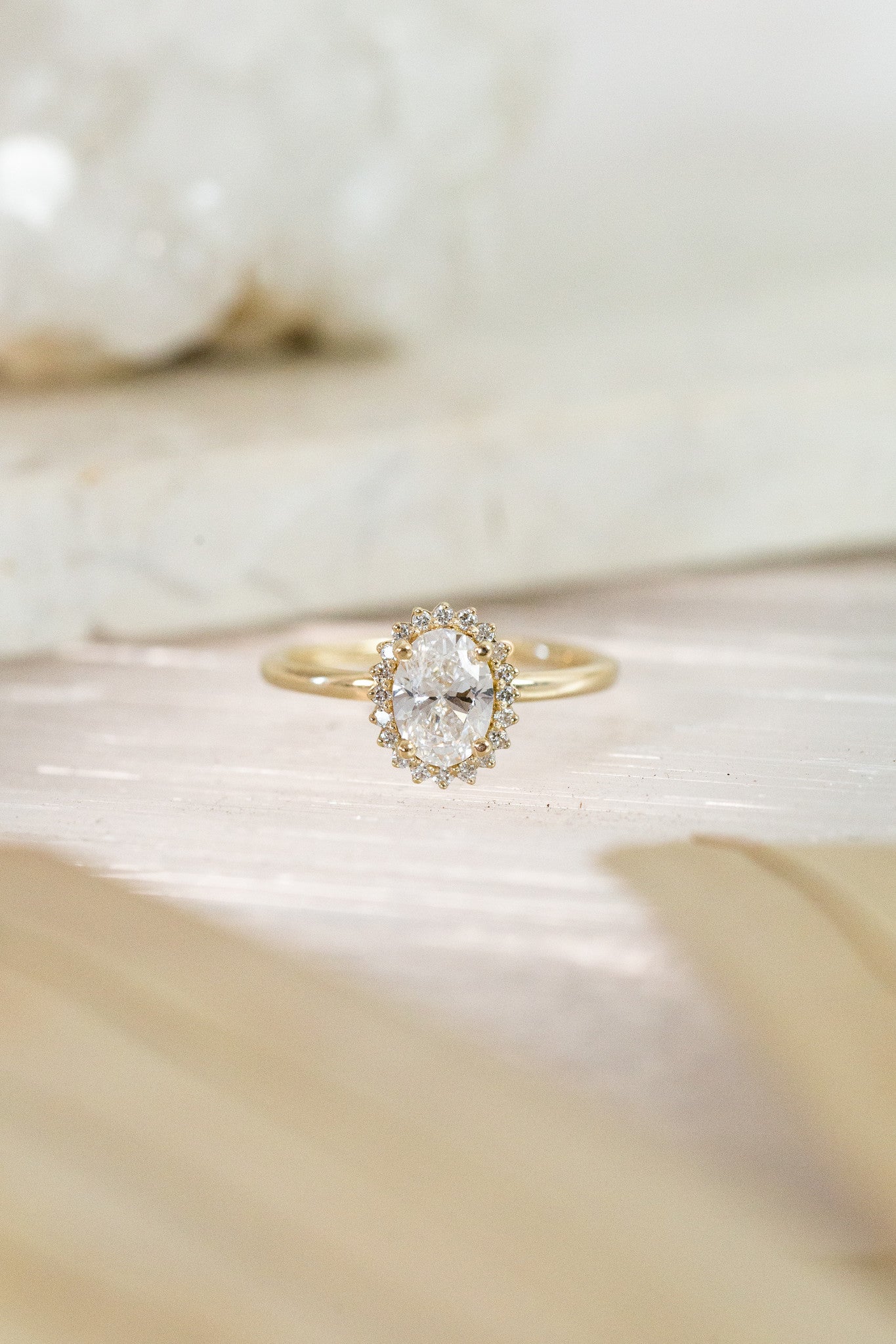 1.50 CT Halo Oval Cut Moissanite Engagement Ring/ 14K Yellow Gold Cluster Ring/Promise Minimalist Ring/ Proposal Bridesmaid Gift For Her