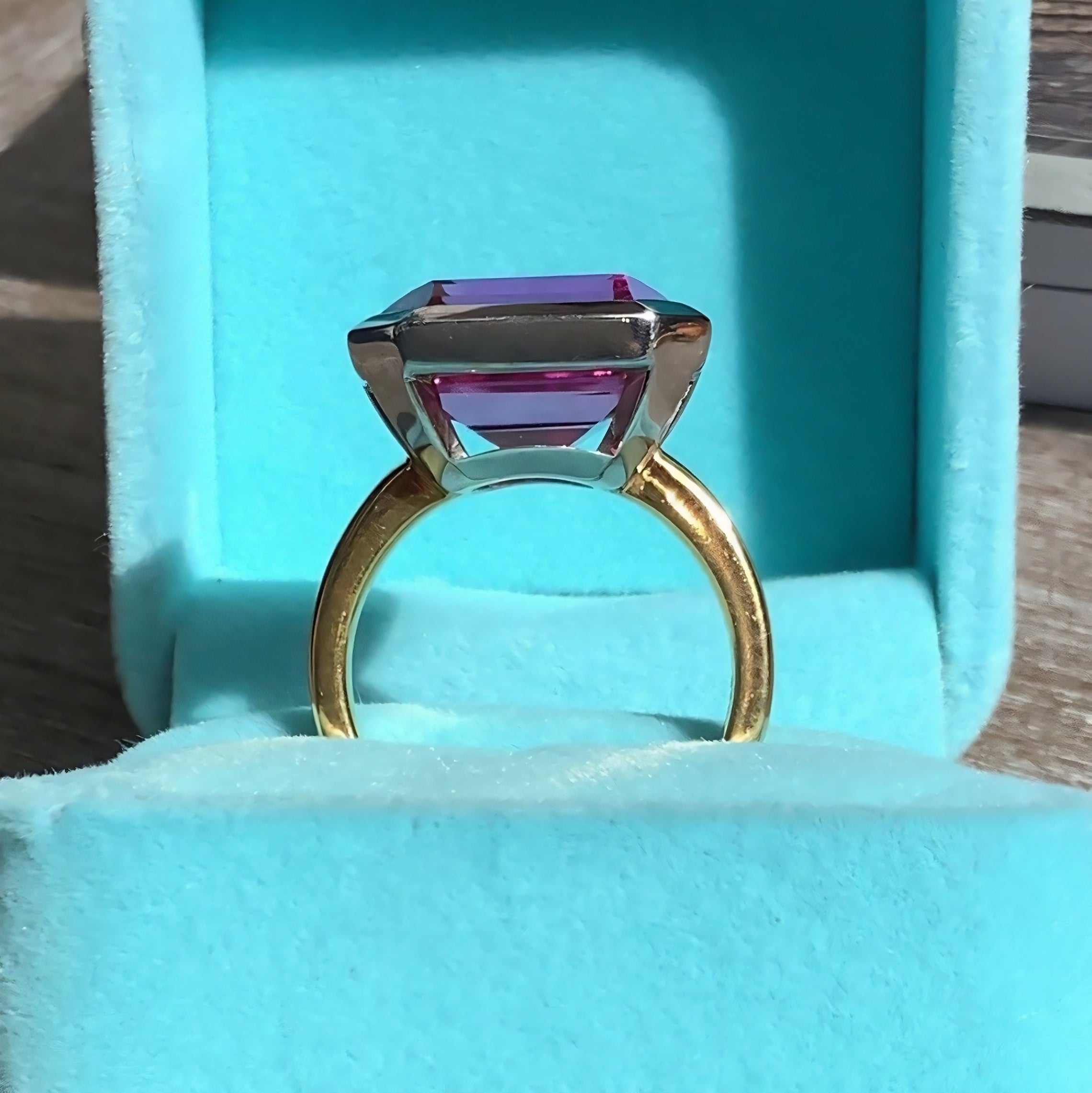 5.00 CT Pink Emerald Cut Moissanite Engagement Ring/ 14K Solid Gold Signet Ring/ Anniversary Ring For Her/ Promise Ring For Mom/ Trendy Ring