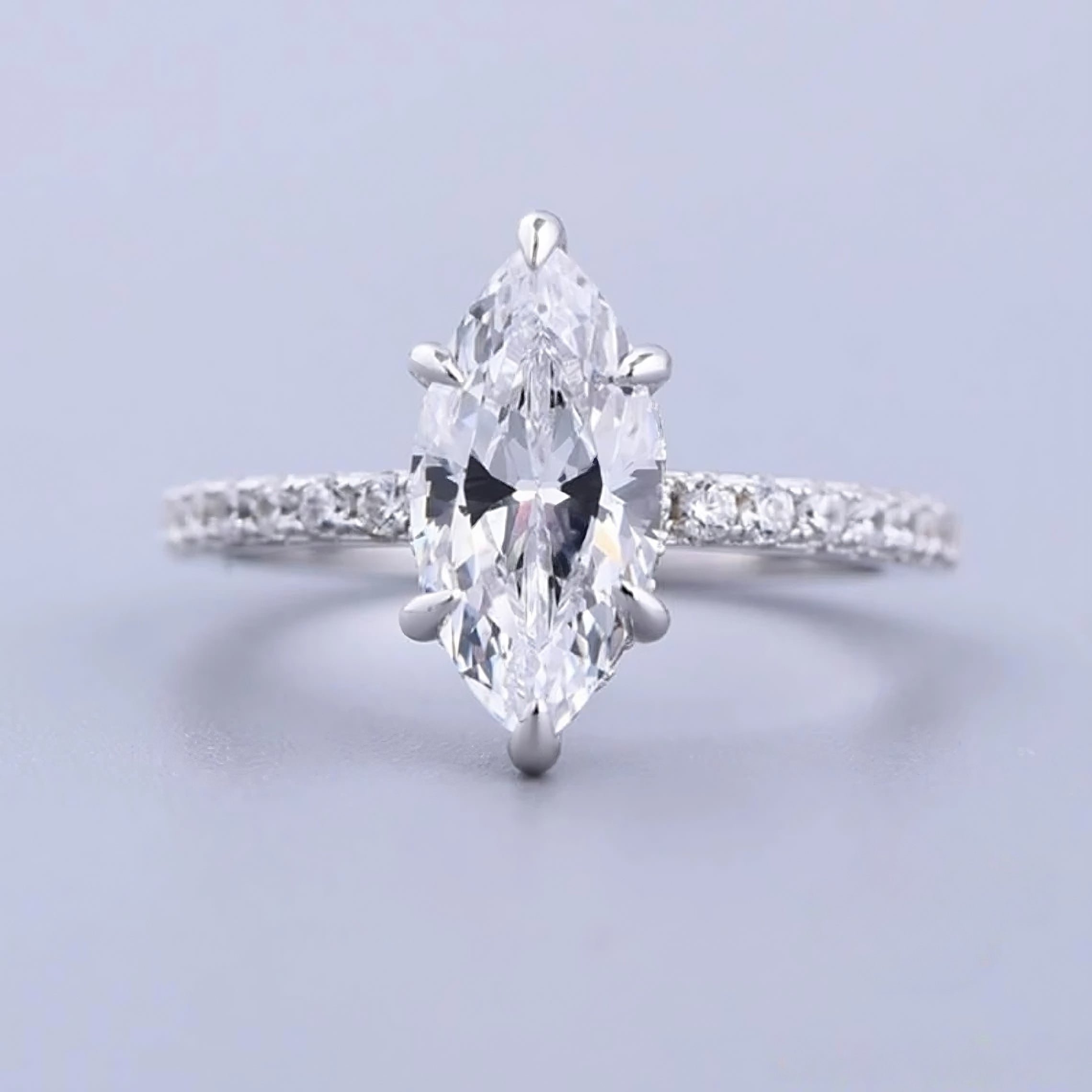 3.00 Ct Halo Marquise Cut Moissanite Engagement Ring/ 14K White Gold Moissanite Wedding Ring/ Vintage Classic Ring/ Proposal Gift For Her