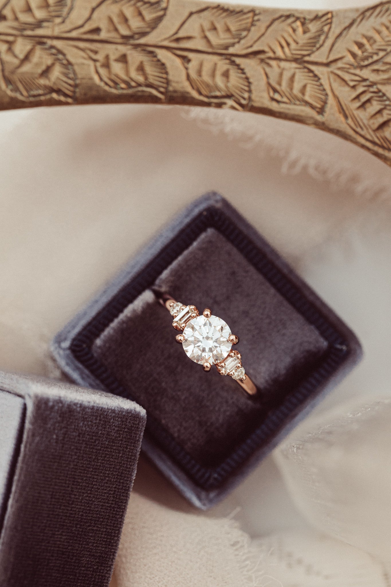 1.50 CT Stunning Round Cut Moissanite Engagement Ring/ 14K Rose Gold Signet Ring/ Proposal Signature Ring For Her/ Promise Wedding Ring