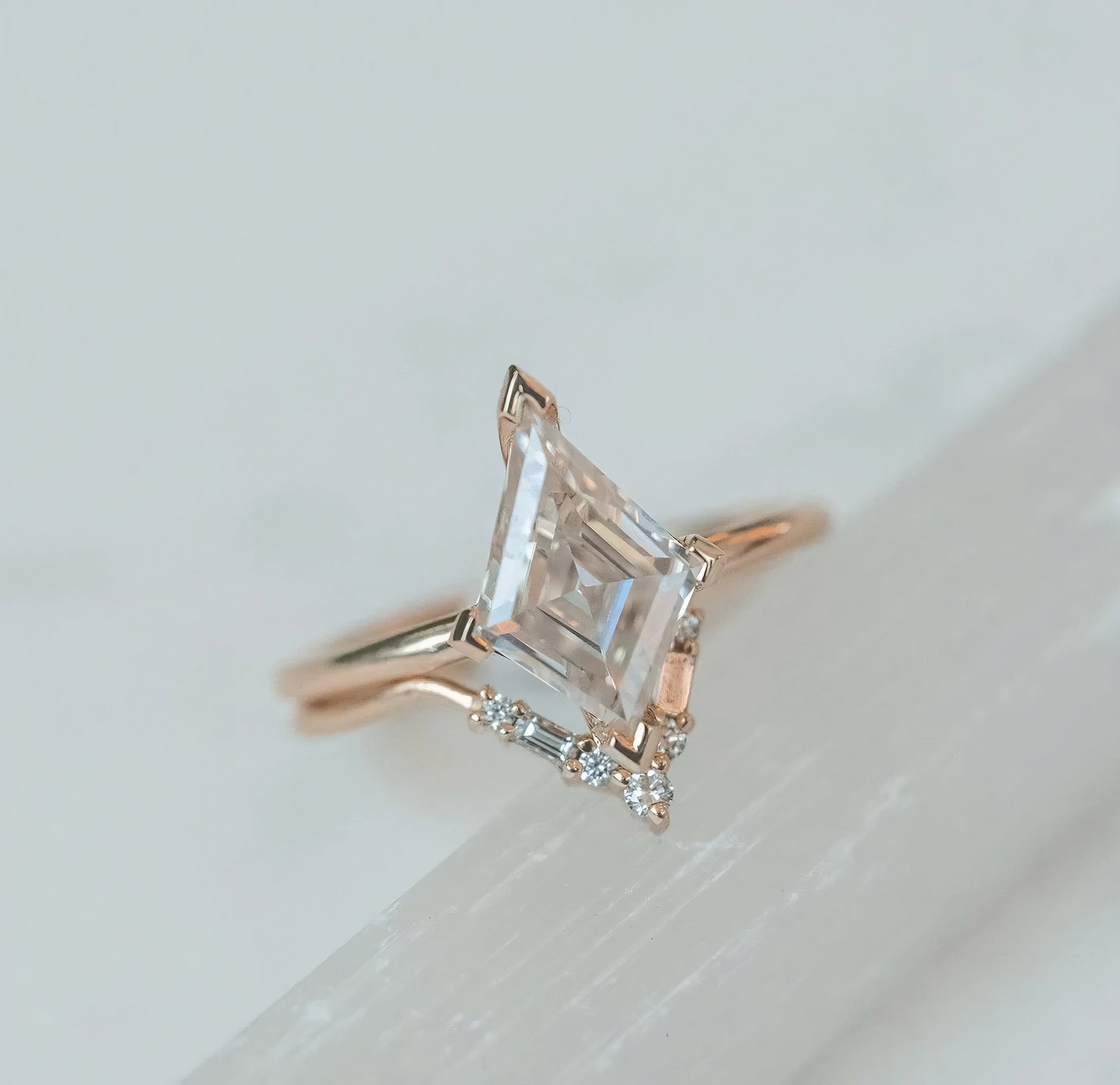 2.0 CT Kite Cut Moissanite Engagement Ring/ 14K Solid Gold Anniversary Gift/ Unique Promise Solitaire Ring/ Proposal Wedding Ring For Her