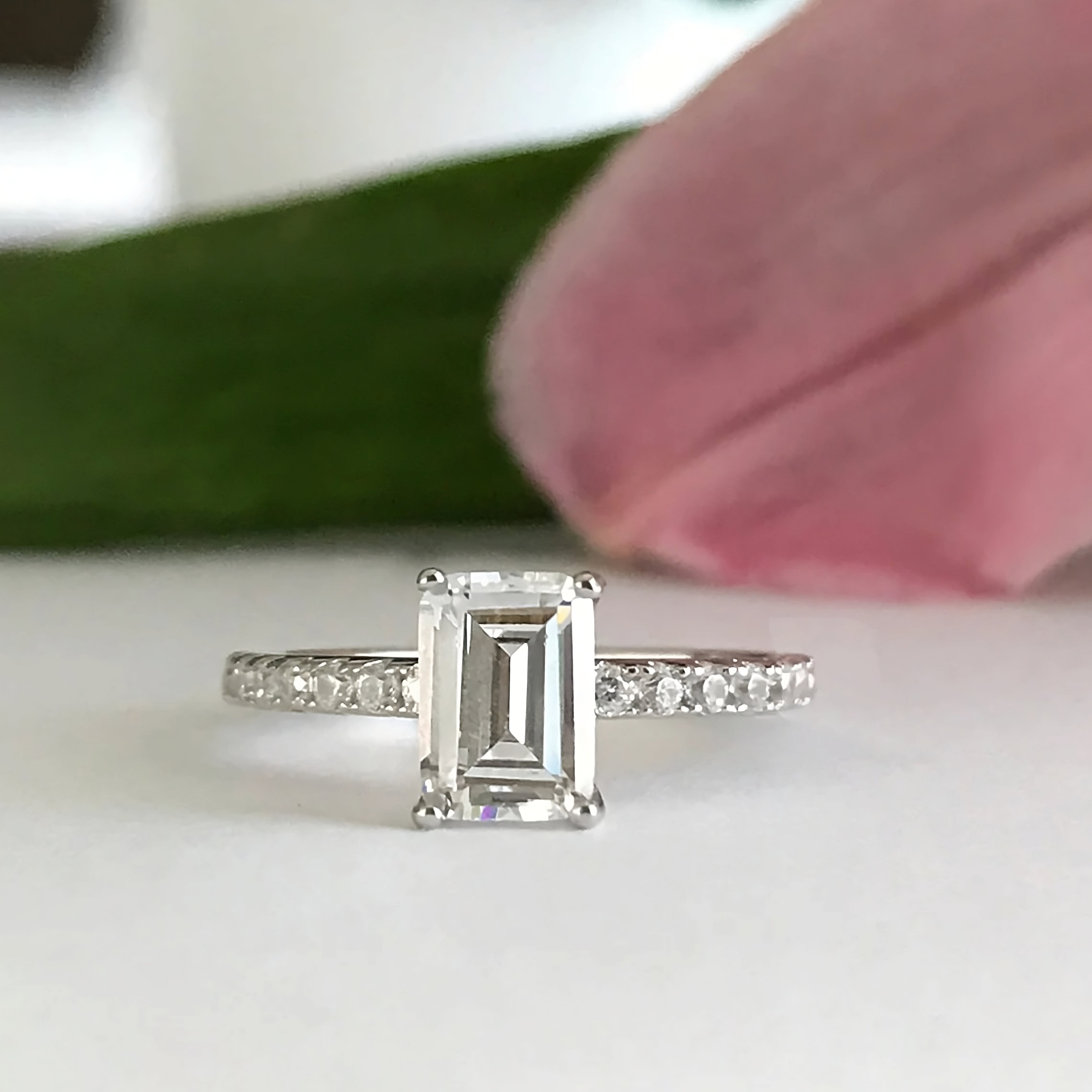 1.25 CT Emerald Engagement Moissanite Ring/14K Gold Wedding Ring For Her/Vintage Unique Band Ring/Matching Ring/Promise Anniversary Gift