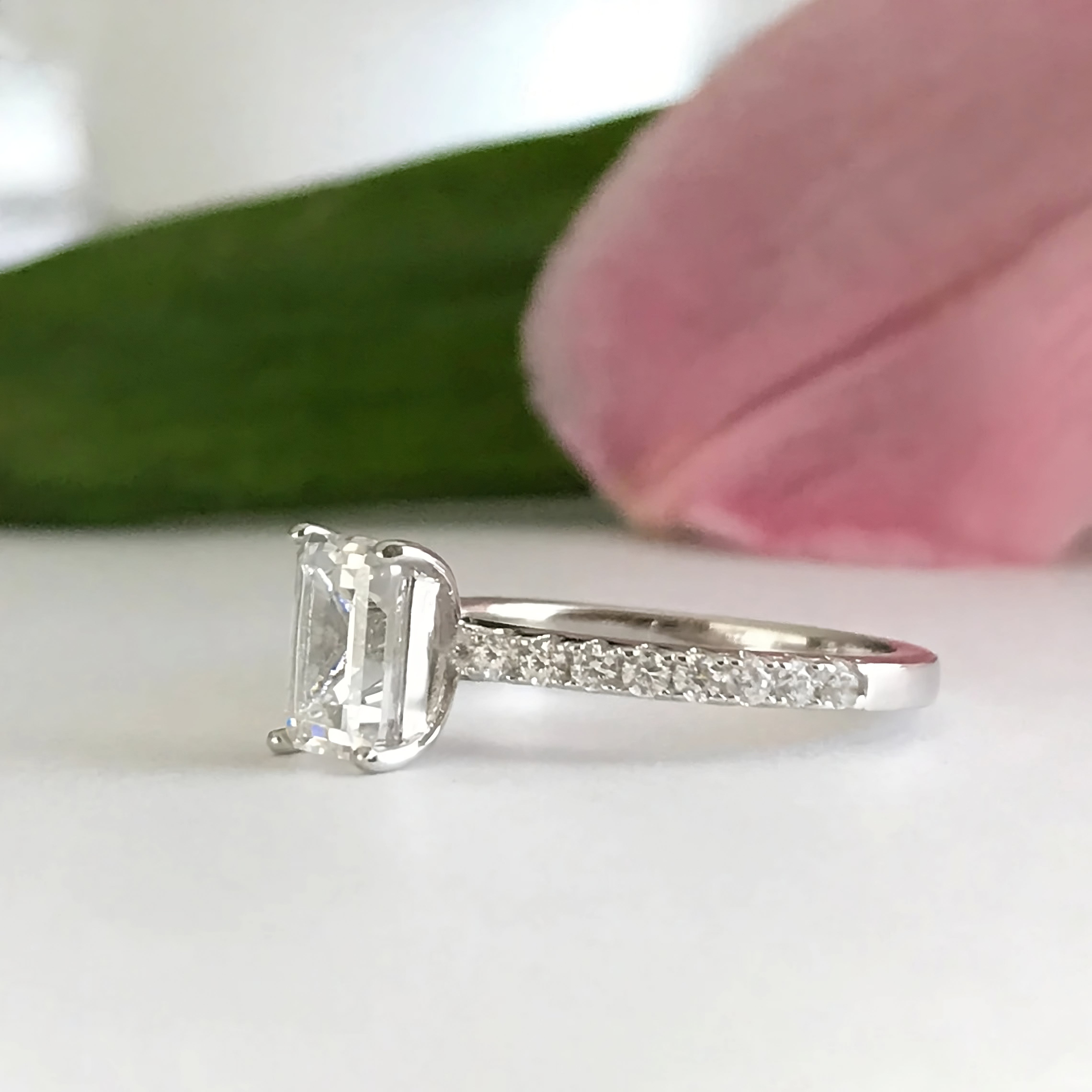 1.25 CT Emerald Engagement Moissanite Ring/14K Gold Wedding Ring For Her/Vintage Unique Band Ring/Matching Ring/Promise Anniversary Gift