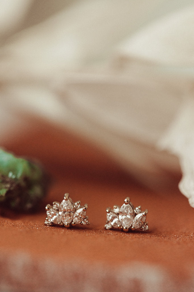 Marquise and Round Cut Diamond Earring